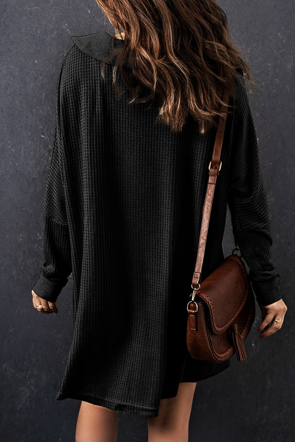 Threaded Pear Nina Waffle Knit Long Sleeve Top