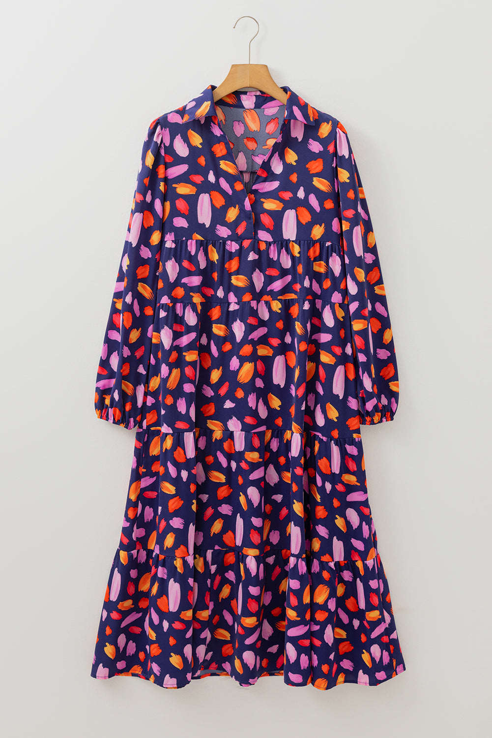 Threaded Pear Alina Collared Tiered Long Dress