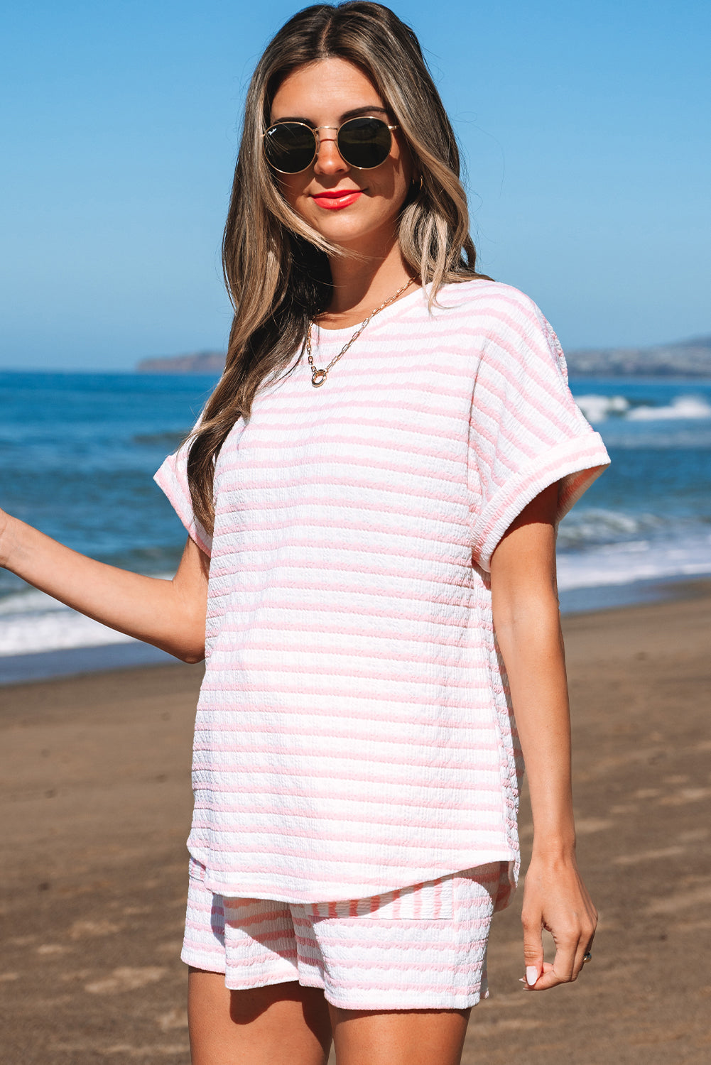 Threaded Pear Milana Stripe Knitted Set