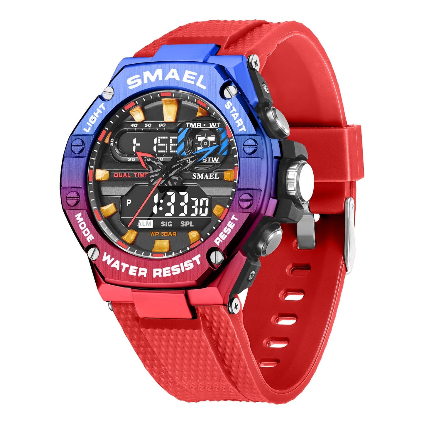 Men’s Digital Alloy Electronic Watch | Luxury Industrial Silver Wristwatch | Waterproof Cyberpunk Style Digital Watch | High-Sense Metal Belt Fashion Watch
