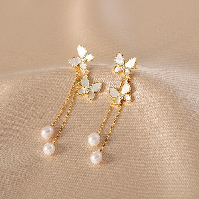 New Trendy Exquisite Sweet Butterfly Long Tassel Earrings | High-Sense Romantic Drop Earpieces | Trendy Minimalist Butterfly Tassel Jewelry | Luxury-Label Statuesque Radiant Accessory | 2026 High-Fashion Emerald-Luxe Essential