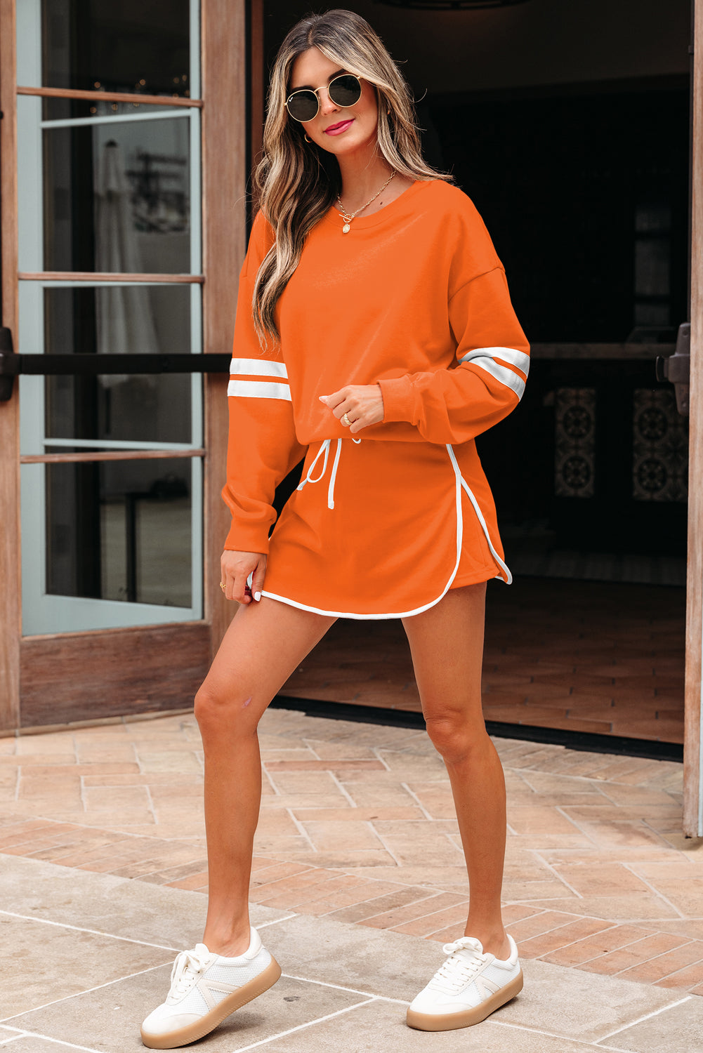 Threaded Pear Sophia Shoulder Pullover Mini Skirt