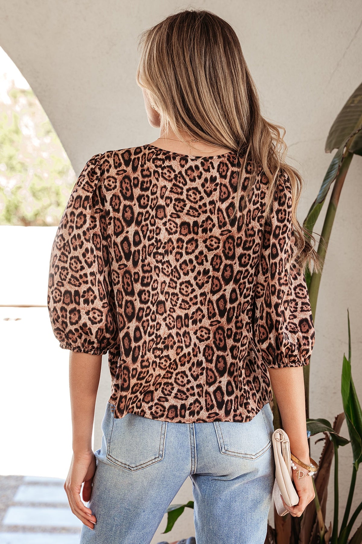 Threaded Pear Promise Tie Puff Sleeve Blouse