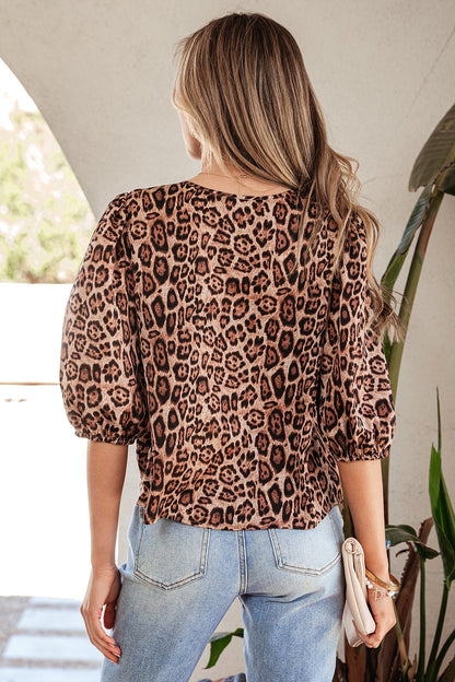 Threaded Pear Promise Tie Puff Sleeve Blouse