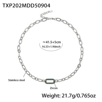Titanium Steel Zircon Jewelry Set | Micro-Pave Zirconia Clavicle Necklace & Bracelet | Luxury Stainless Steel Jewelry Suit for Women | Trendy Minimalist Sparkle Accessory Set | 2026 High-Fashion Tarnish-Free Jewelry