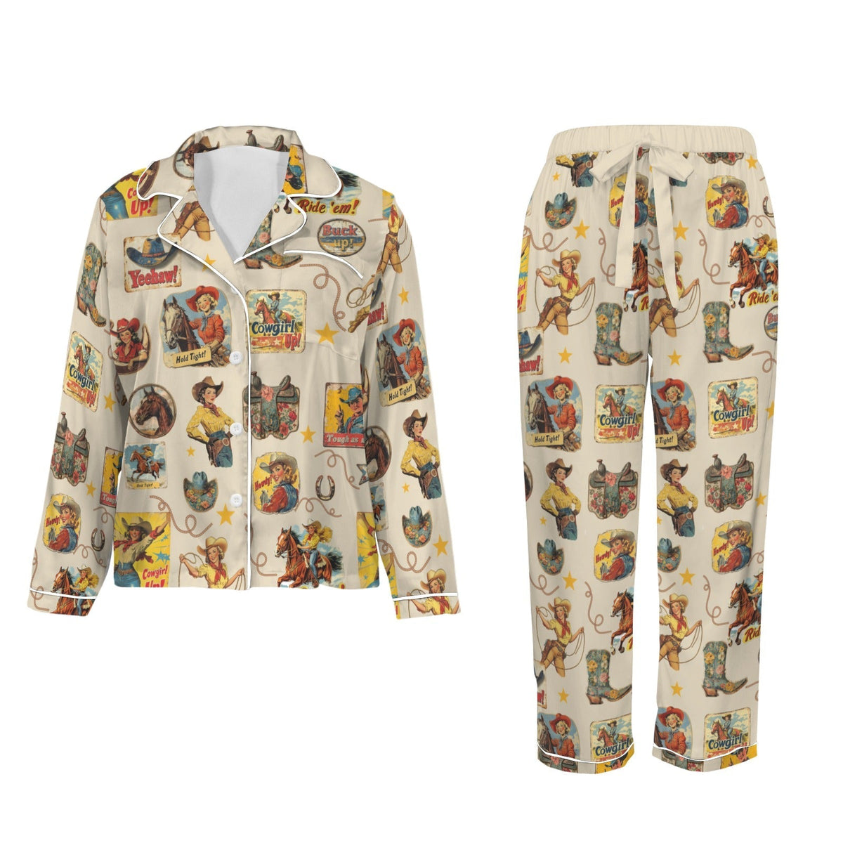 Baha Ranch Vintage Cowgirl Collage Western Rodeo Pajamas