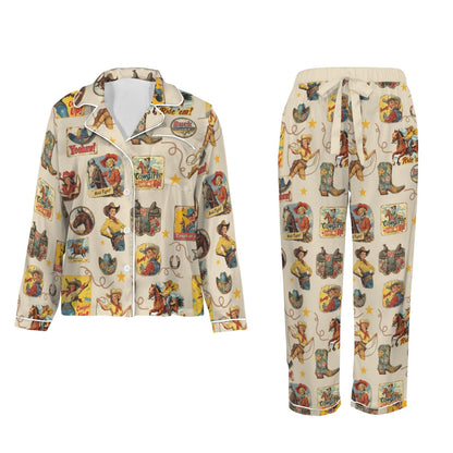 Baha Ranch Vintage Cowgirl Collage Western Rodeo Pajamas
