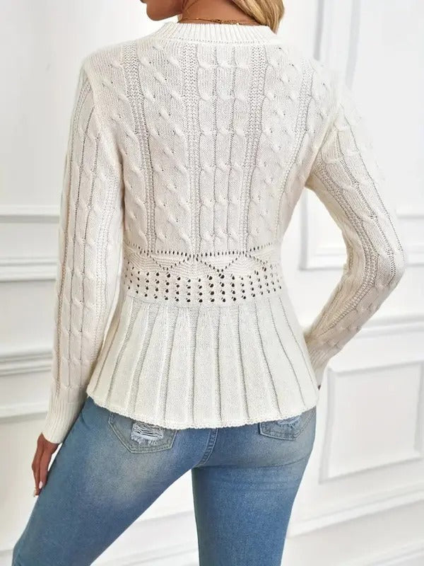 ✨Women's Chunky Knit Crew Neck Long Sleeve Knit Top