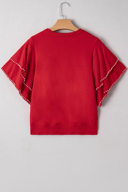Threaded Pear Madilynn Ruffle Short Sleeve Sweater
