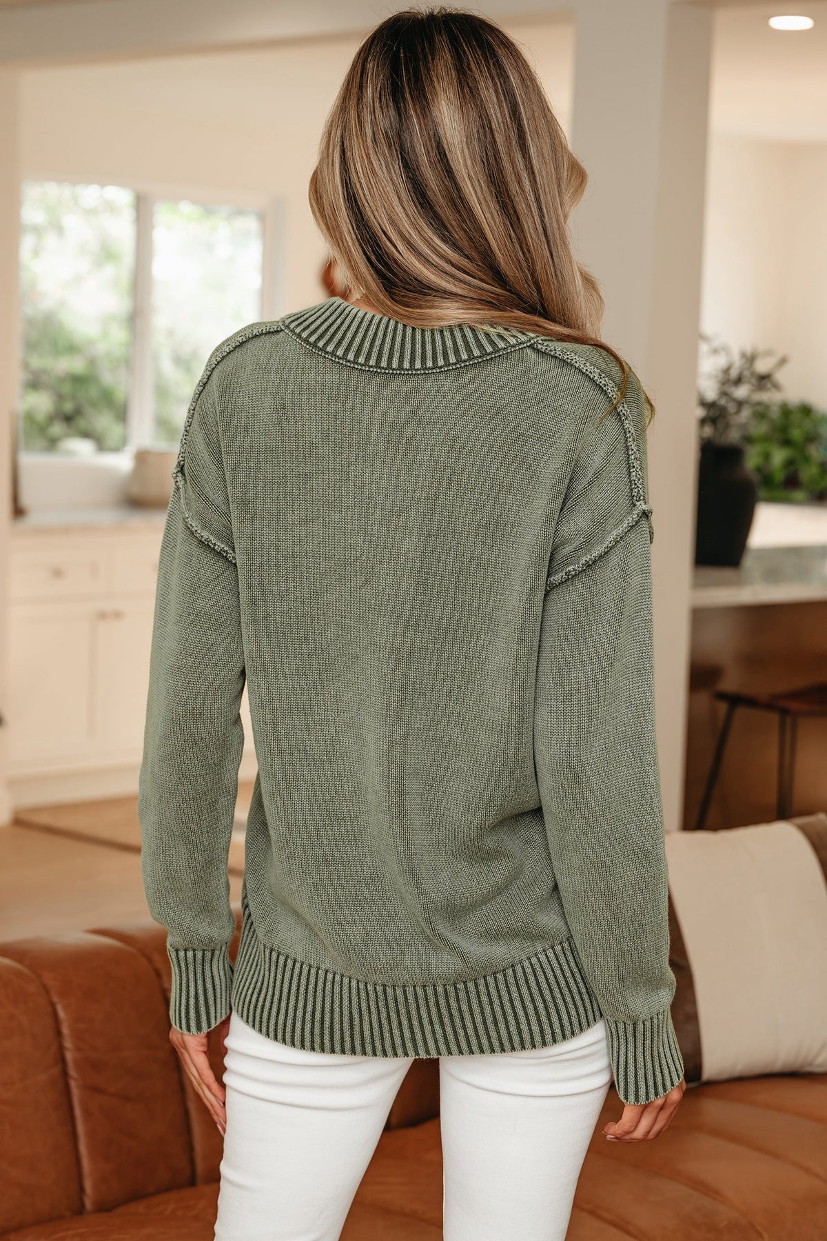 Threaded Pear Alma Drop Shoulder Loose Sweater