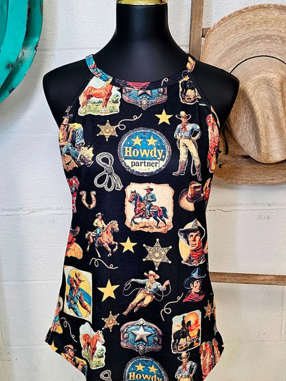 Baha Ranch Vintage Cowboy Collage Western Tank Top