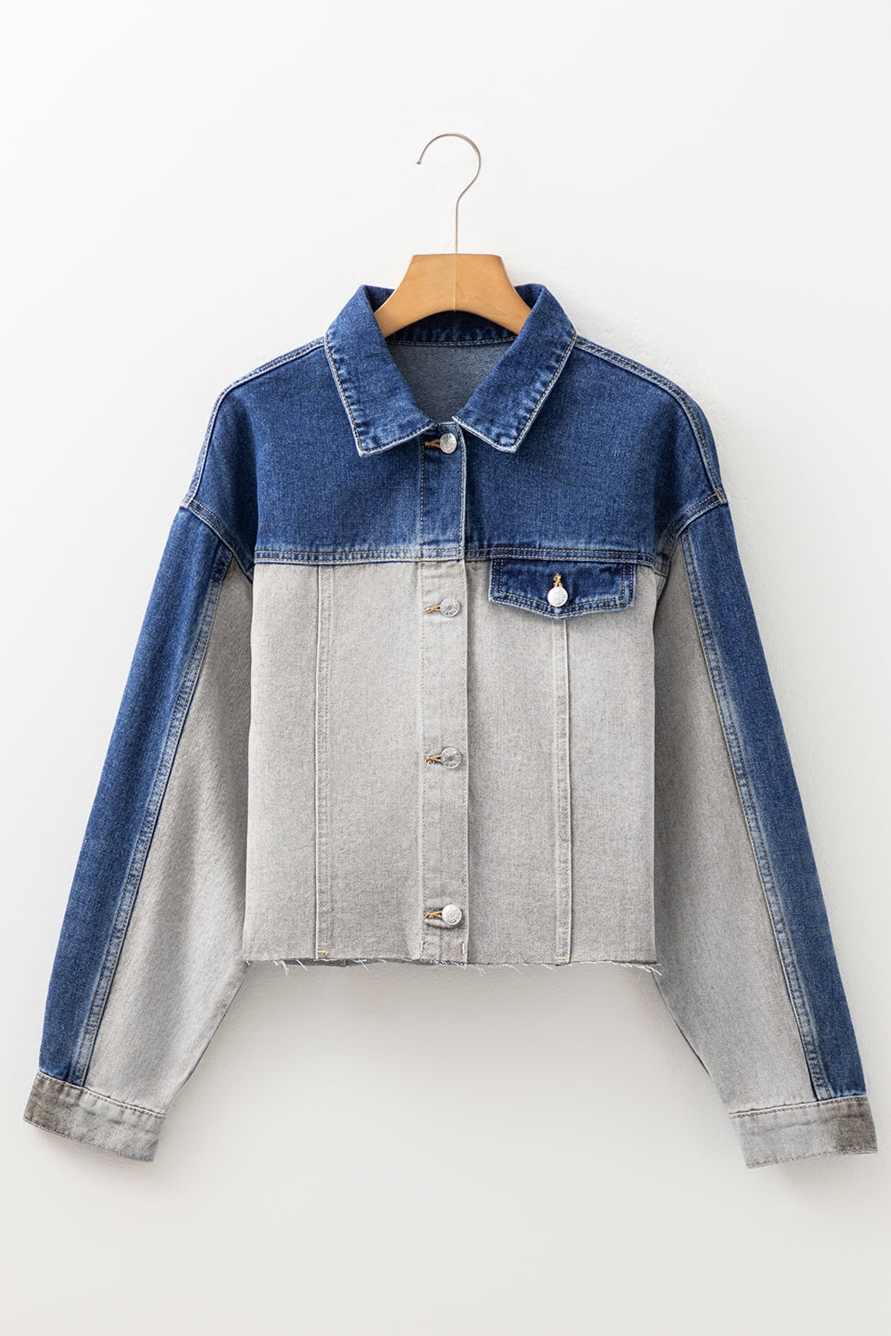 Threaded Pear Kikki Detail Distress Denim Jacket