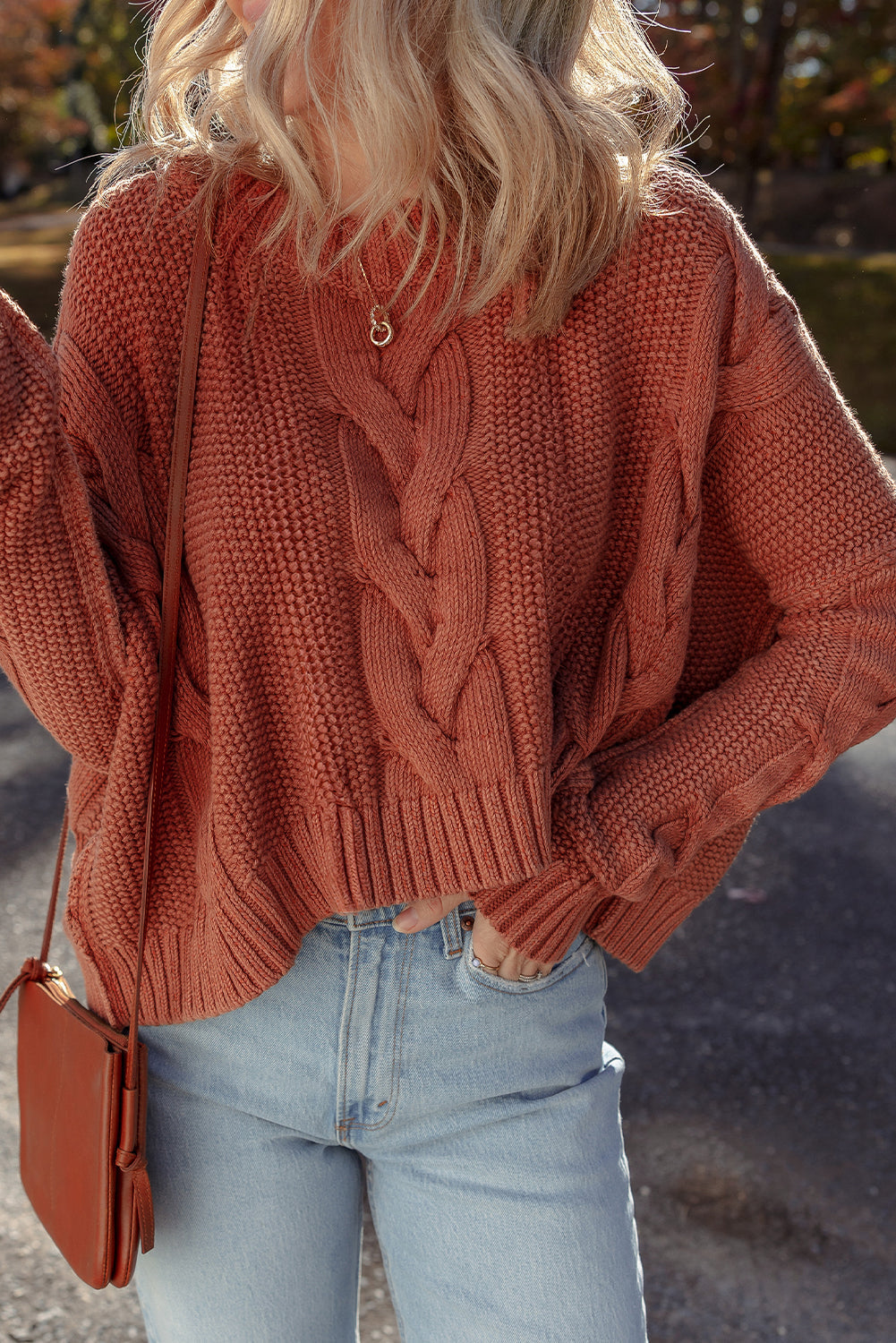 Threaded Pear Willaira Slouchy Textured Knit Sweater