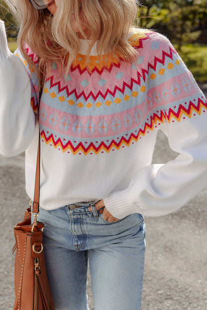 Threaded Pear Avery Print Drop Shoulder Sweater