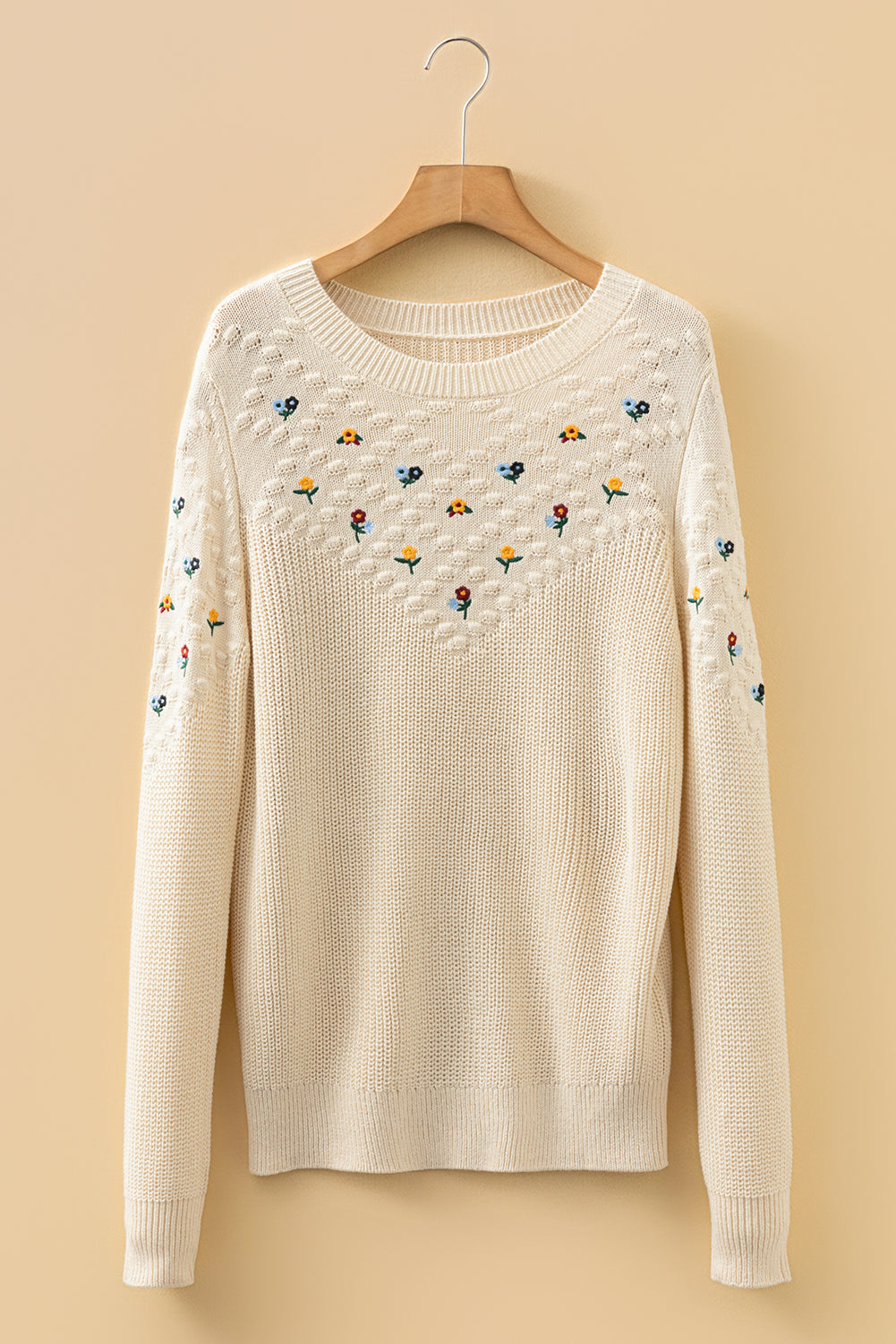 Threaded Pear Paula Embroidered Detail Casual Sweater