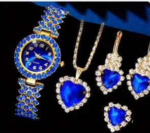 Colorful Crystal Quartz Watch & Jewelry Set | Luxury Sparkling Women’s Timepiece Suite | Elegant Multi-Color Rhinestone Watch Gift Set | Trendy Jewelry Suit with Bracelet & Earrings | 2026 High-Fashion Women’s Accessory Set