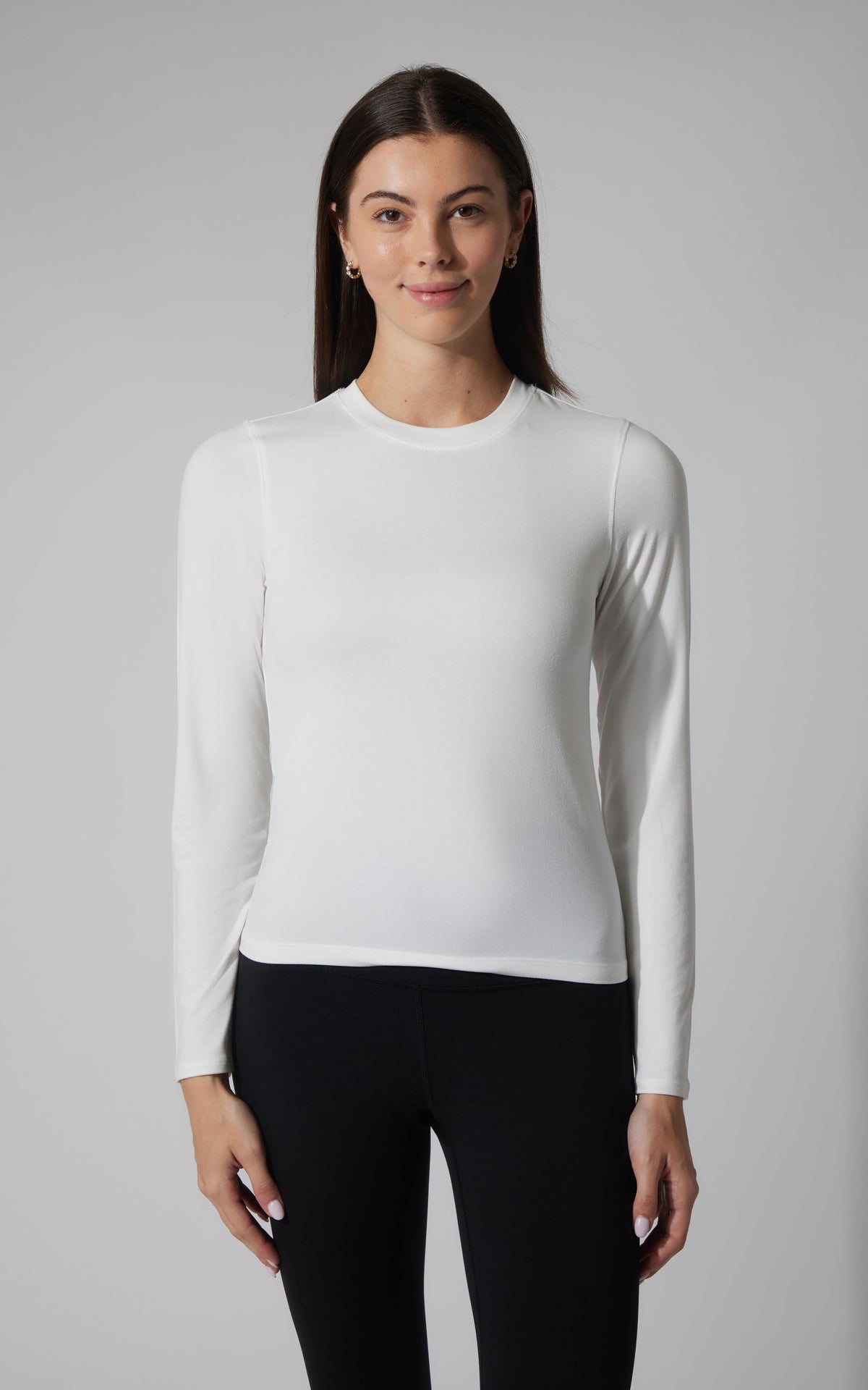 90 Degree by Reflex 2 PK Cationic Jersey Crew Neck Top with Side Ruching and Everyday Crew Neck Top