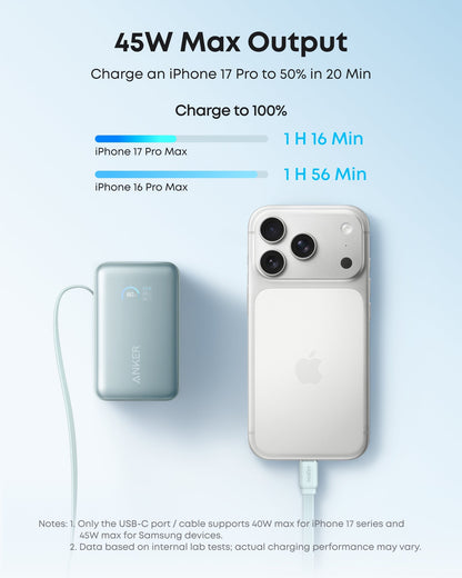 Anker Nano Power Bank (10K, 45W, Built-In Retractable USB-C Cable)