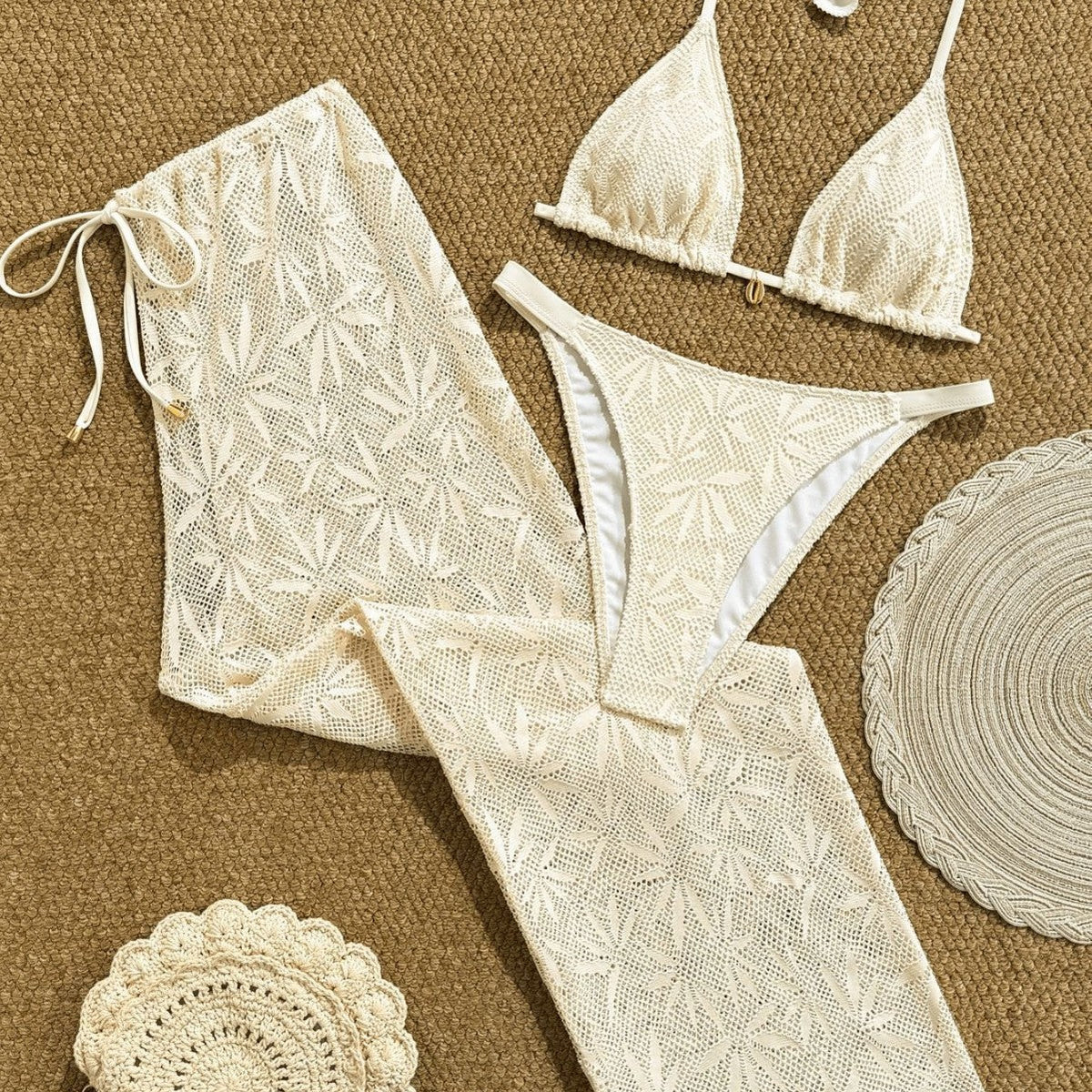 Women's Three-Piece Bikini Set with Halter Neck, Long Pants Swimwear for Beach Style New Fashion Bikini