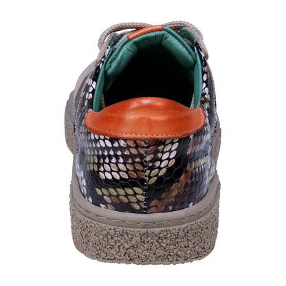 Charlee Green Snake Skin Two-Tone Star Motif Lace Up Sneakers