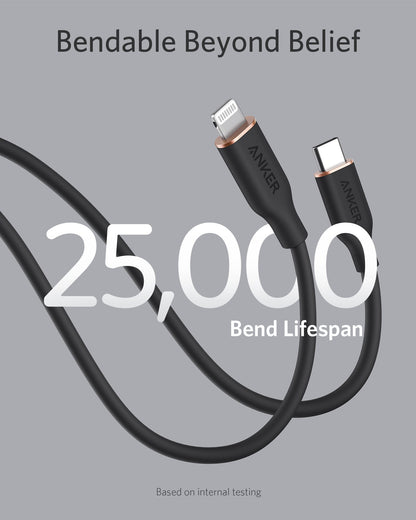 Anker <b>641</b> USB-C to Lightning Cable (Flow, 3 ft Silicone)