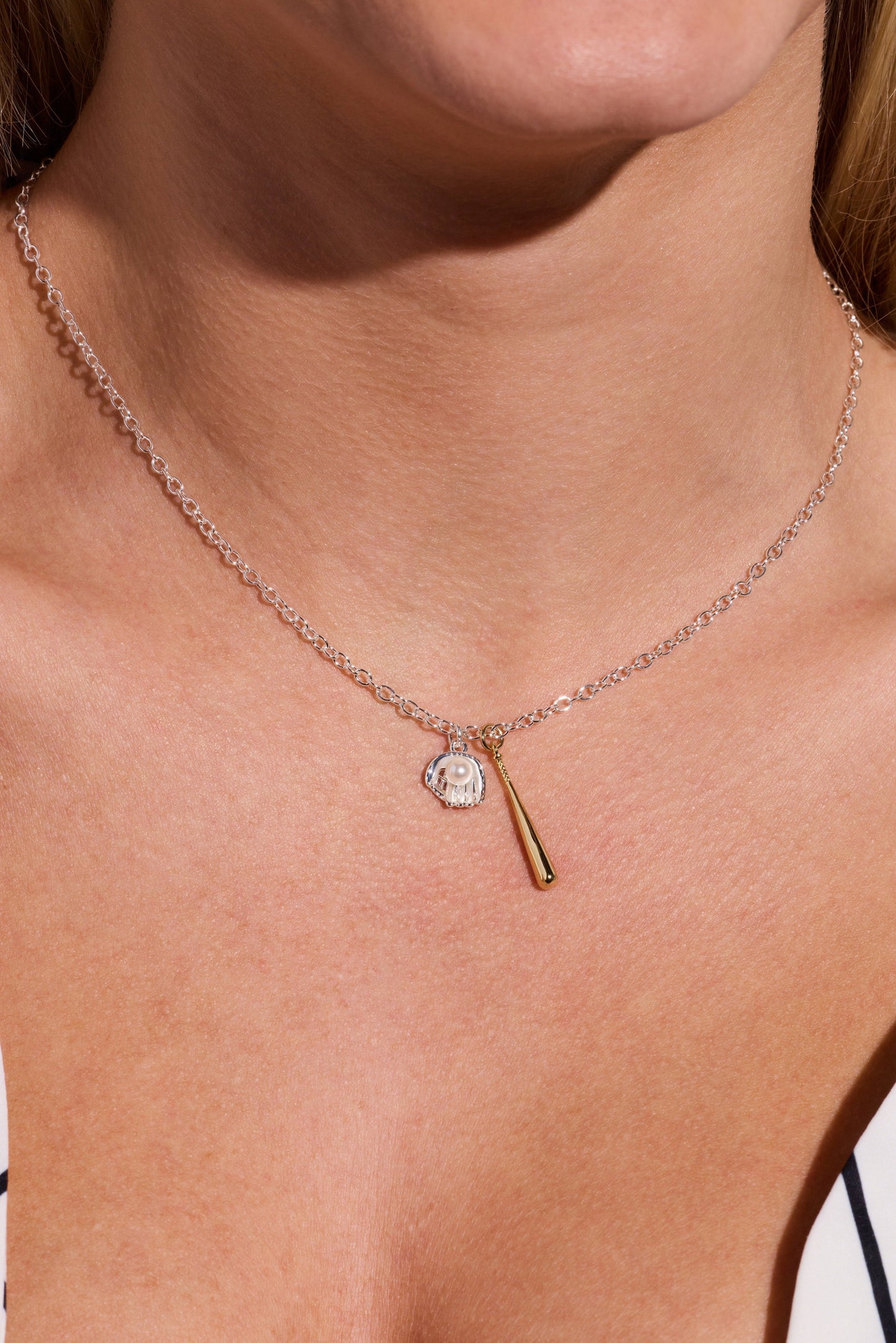 Baseball Duo Charm Pendant Necklace