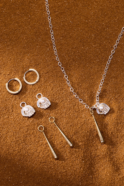 Baseball Duo Charm Pendant Necklace