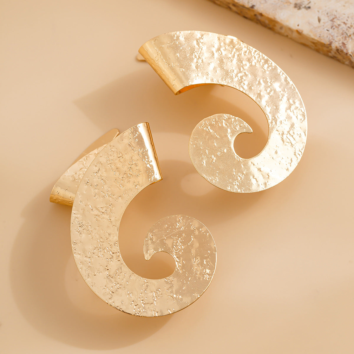 Personalized Geometric Trendy Female Irregular Earrings Double Fold Fan shaped Metal Earrings
