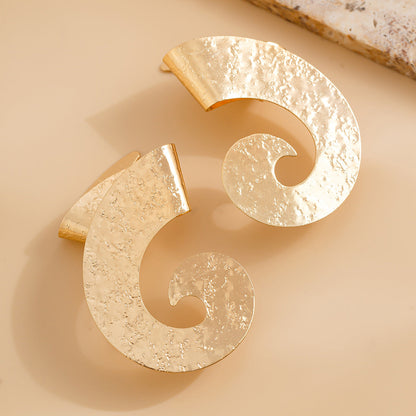 Personalized Geometric Trendy Female Irregular Earrings Double Fold Fan shaped Metal Earrings