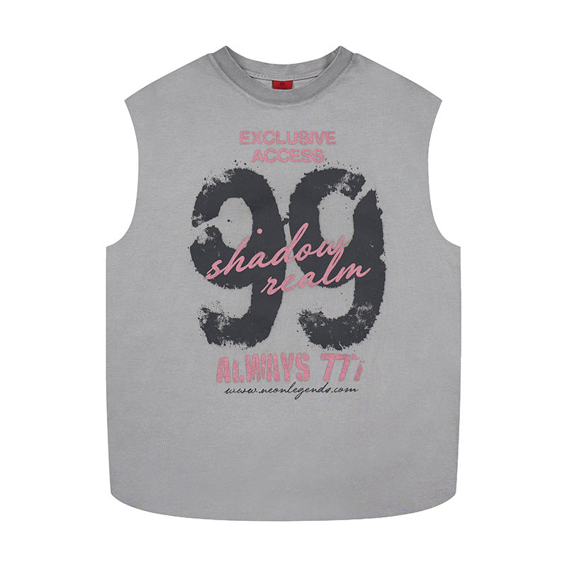 99 printed wide shoulder vest
