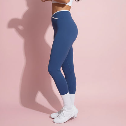 Anna-Kaci Active Women's High Waist Crossover Leggings with Contoured Fit and V-Shaped Waistband
