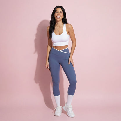 Anna-Kaci Active Women's High Waist Crossover Leggings with Contoured Fit and V-Shaped Waistband