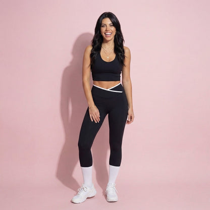 Anna-Kaci Active Women's High Waist Crossover Leggings with Contoured Fit and V-Shaped Waistband