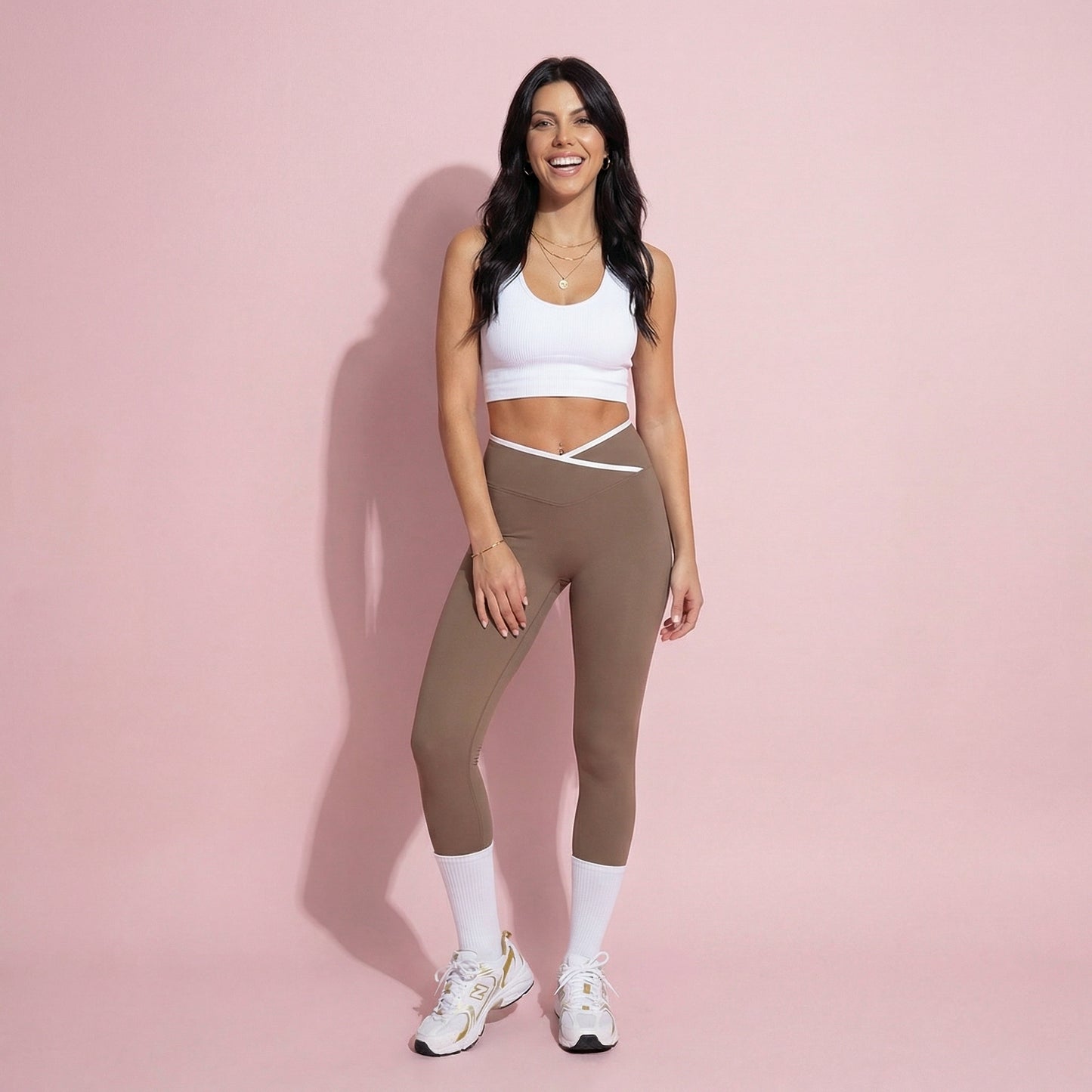 Anna-Kaci Active Women's High Waist Crossover Leggings with Contoured Fit and V-Shaped Waistband