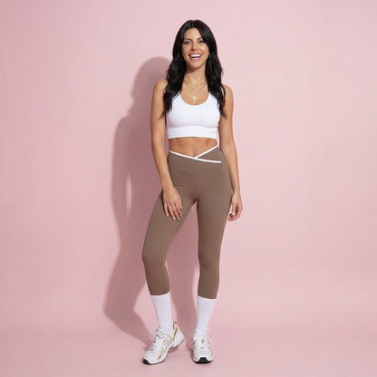 Anna-Kaci Active Women's High Waist Crossover Leggings with Contoured Fit and V-Shaped Waistband