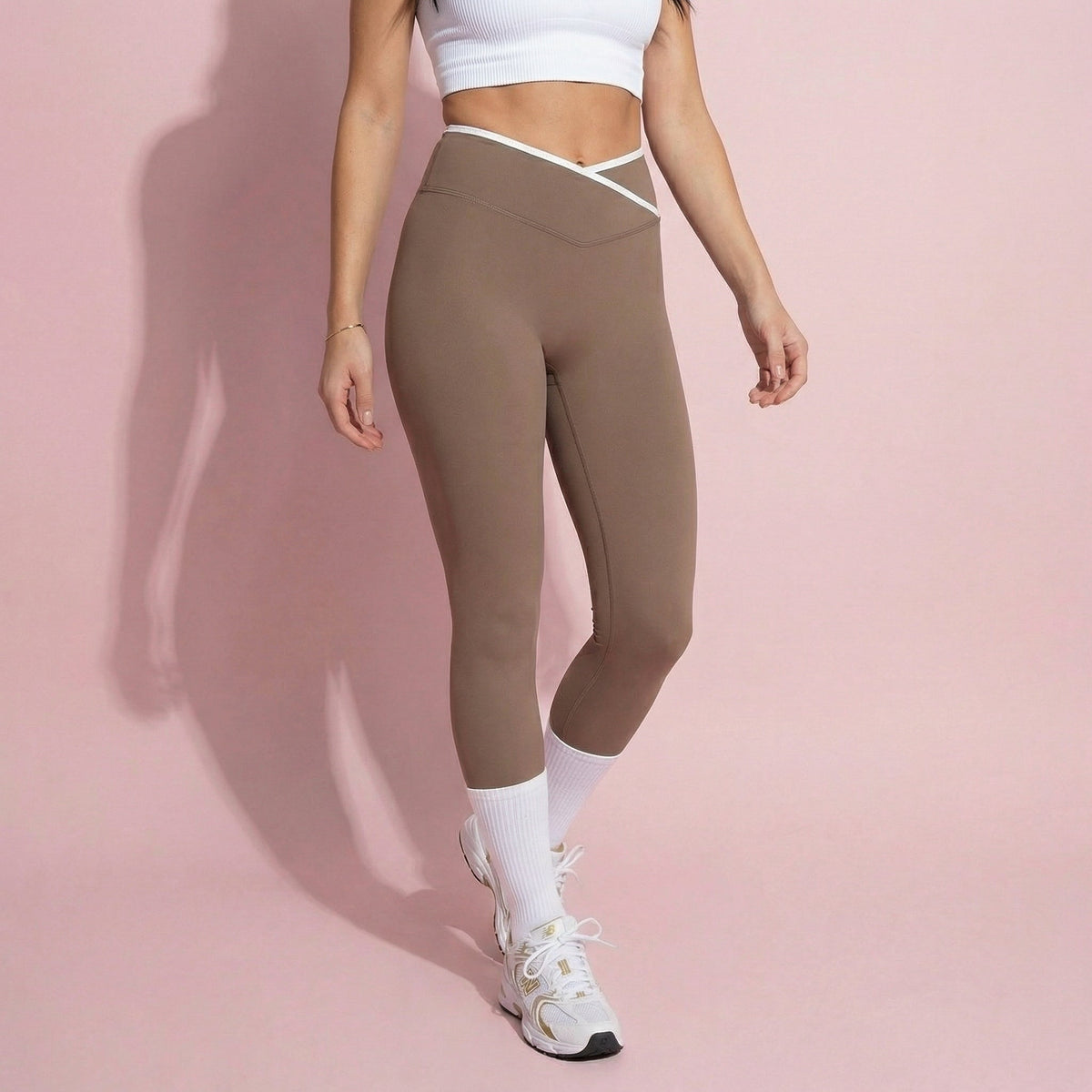 Anna-Kaci Active Women's High Waist Crossover Leggings with Contoured Fit and V-Shaped Waistband