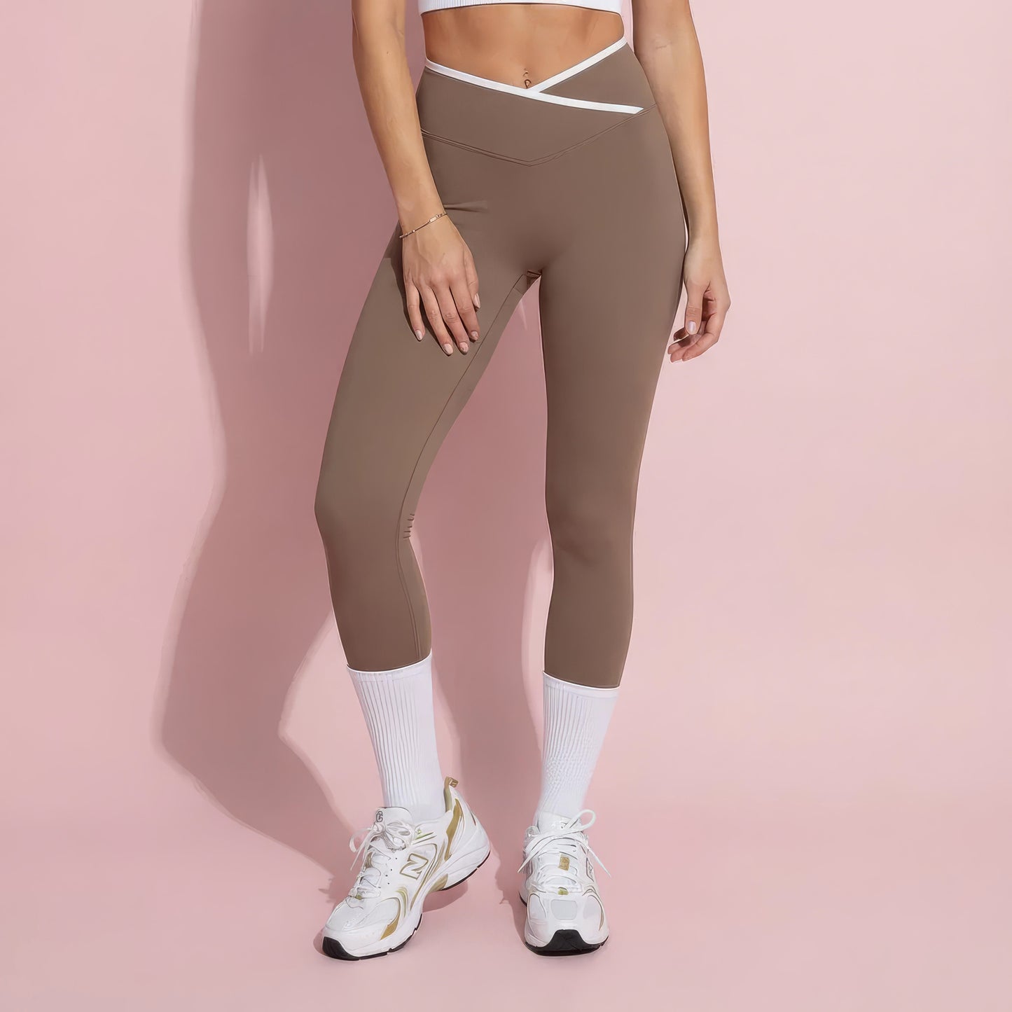 Anna-Kaci Active Women's High Waist Crossover Leggings with Contoured Fit and V-Shaped Waistband