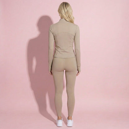 Anna-Kaci Active Women's Long Sleeve Fitted Athletic Jacket with Full Zip Front Thumbhole Cuffs and Contoured Seams
