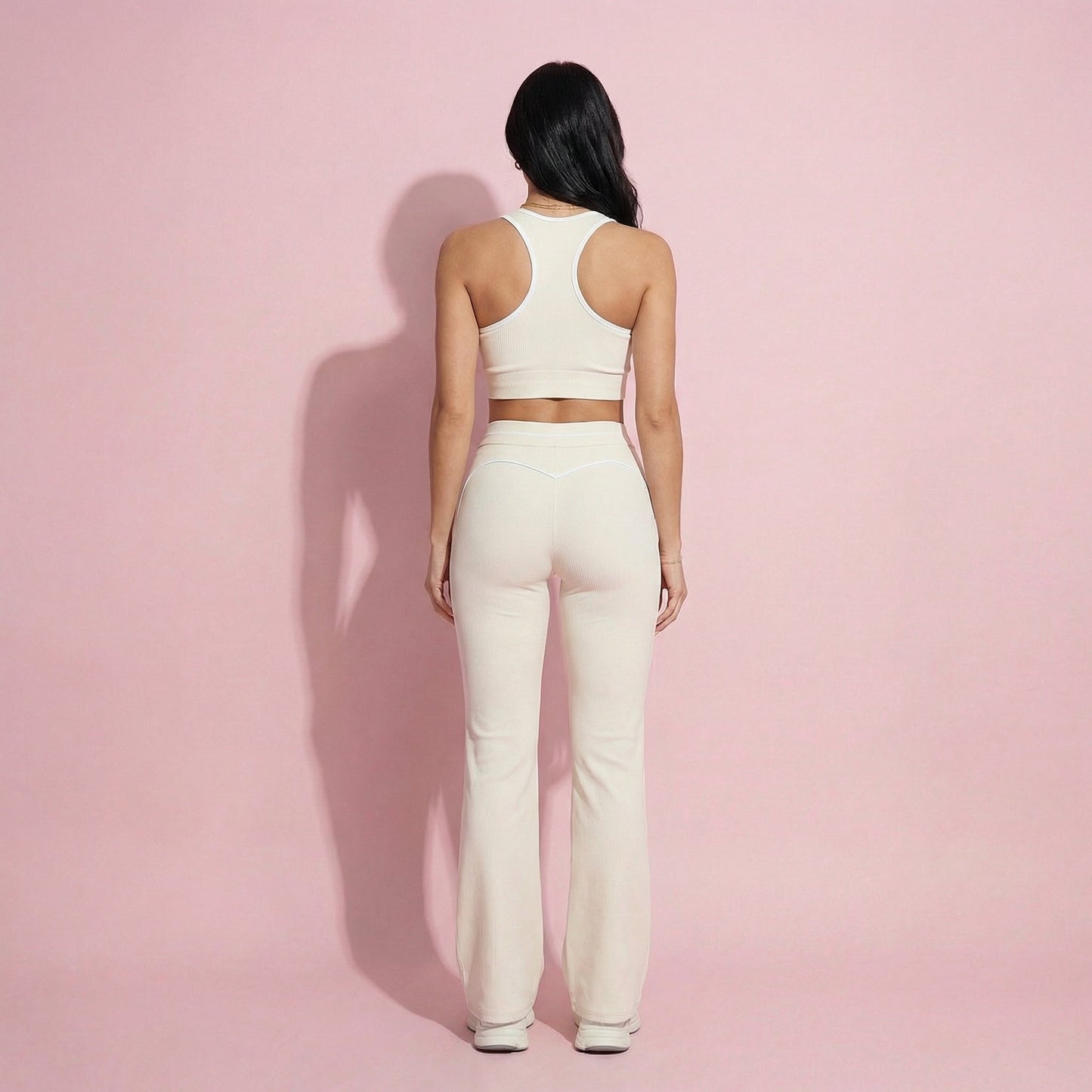 Anna-Kaci Active Women's High Waist Flare Leg Active Pants with Sculpting Fit and Contrast Seam Detailing