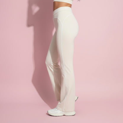 Anna-Kaci Active Women's High Waist Flare Leg Active Pants with Sculpting Fit and Contrast Seam Detailing