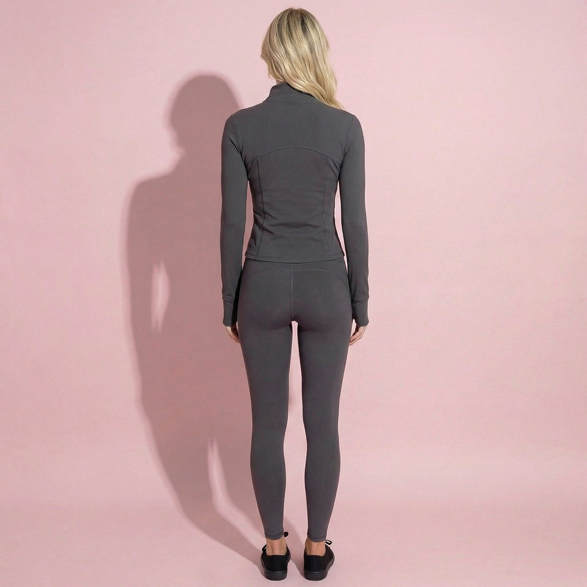 Anna-Kaci Active Women's Long Sleeve Fitted Athletic Jacket with Full Zip Front Thumbhole Cuffs and Contoured Seams