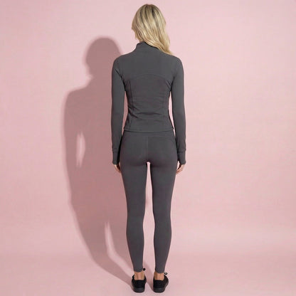 Anna-Kaci Active Women's Long Sleeve Fitted Athletic Jacket with Full Zip Front Thumbhole Cuffs and Contoured Seams