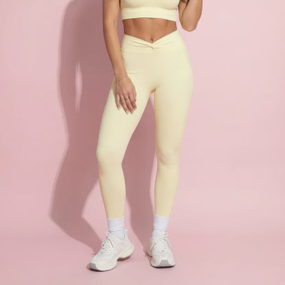 Anna-Kaci Active Women's High Waist Sculpting Leggings with Twist Front Waistband and Smooth Stretch Fabric