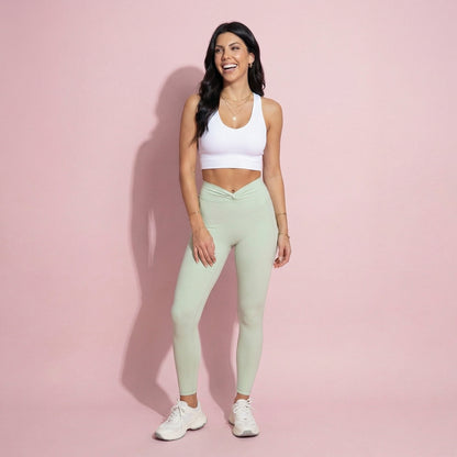 Anna-Kaci Active Women's High Waist Sculpting Leggings with Twist Front Waistband and Smooth Stretch Fabric
