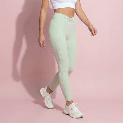 Anna-Kaci Active Women's High Waist Sculpting Leggings with Twist Front Waistband and Smooth Stretch Fabric