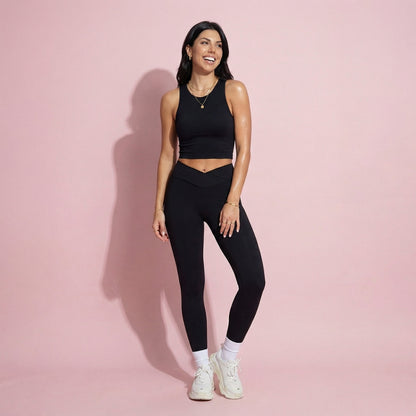 Anna-Kaci Active Women's High Waist Sculpting Leggings with Twist Front Waistband and Smooth Stretch Fabric