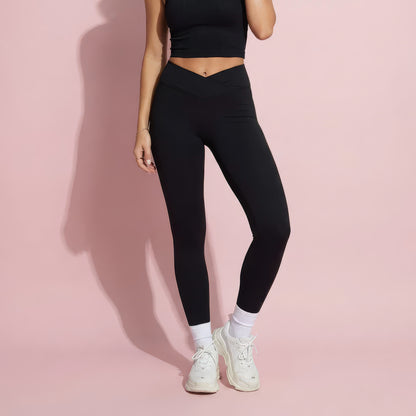 Anna-Kaci Active Women's High Waist Sculpting Leggings with Twist Front Waistband and Smooth Stretch Fabric