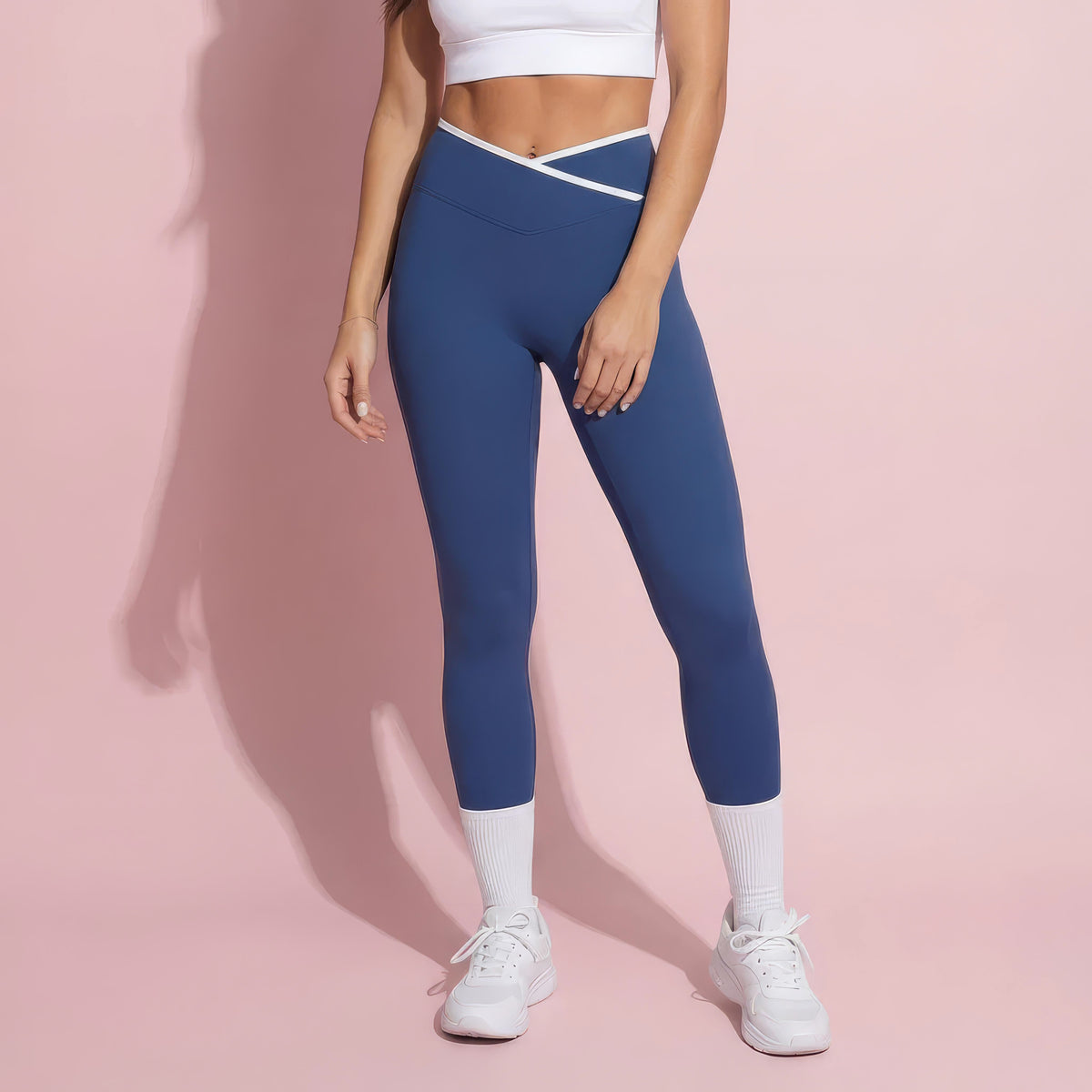 Anna-Kaci Active Women's High Waist Crossover Leggings with Contoured Fit and V-Shaped Waistband
