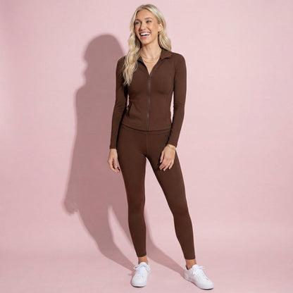 Anna-Kaci Active Women's Long Sleeve Fitted Athletic Jacket with Full Zip Front Thumbhole Cuffs and Contoured Seams