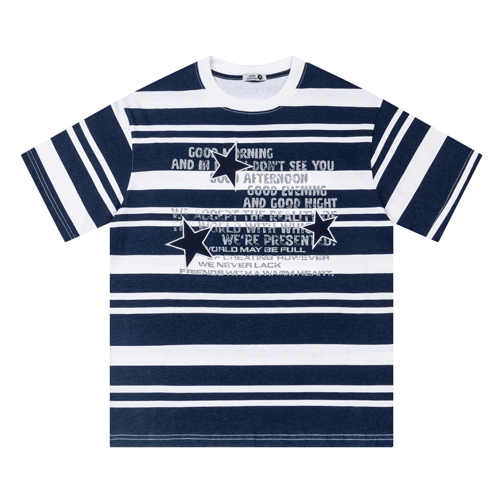 Contrast striped round neck t-shirt